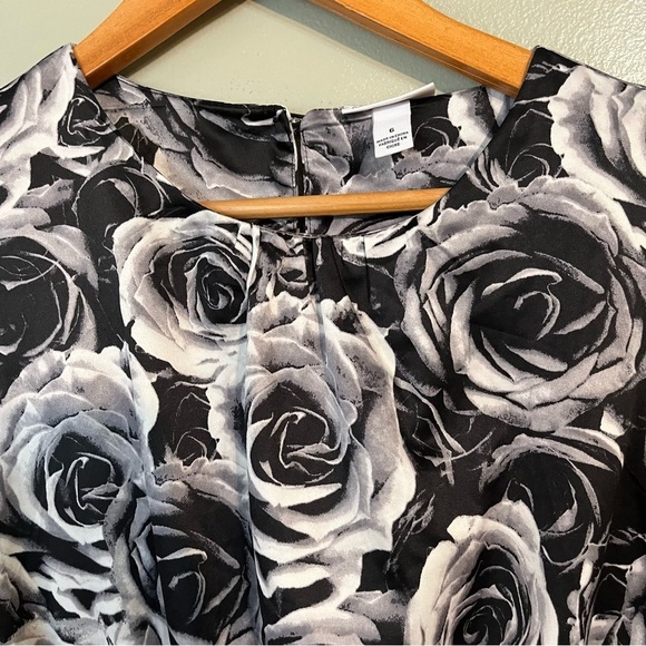 Kate Young Womens Black White Rose Print Ruffed Tiered Party Mini Dress Sz 6 NWT - Picture 4 of 14